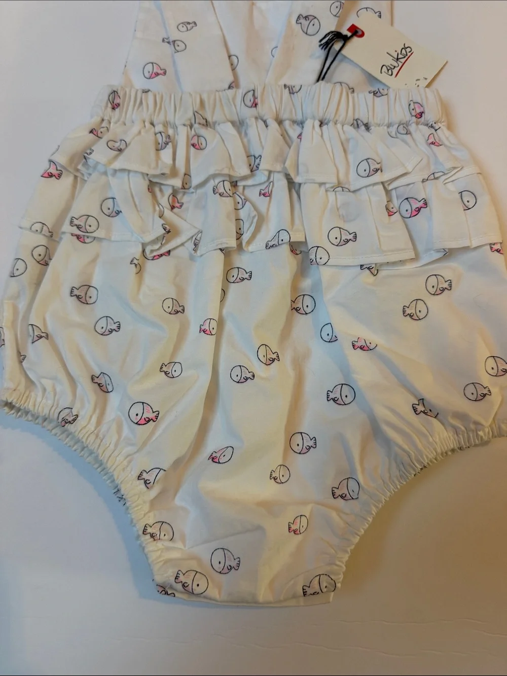 BluKids Baby Girl Fish Print Bubble Romper 3-6 Month NWT
